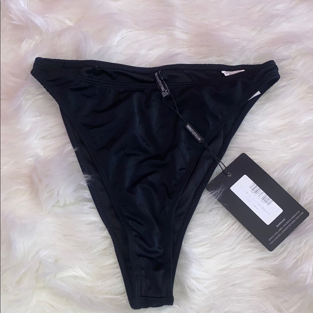 PrettyLittleThing Black High Leg Cheeky Bikini Bottom
